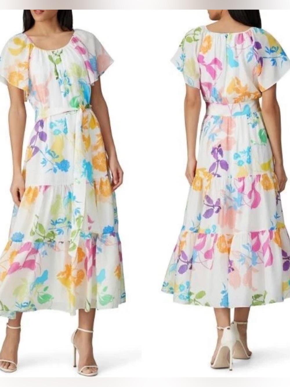 Tanya Taylor Ella Dress Size 4 Silk Blend Floral Tiered Maxi Dress Pockets $645
